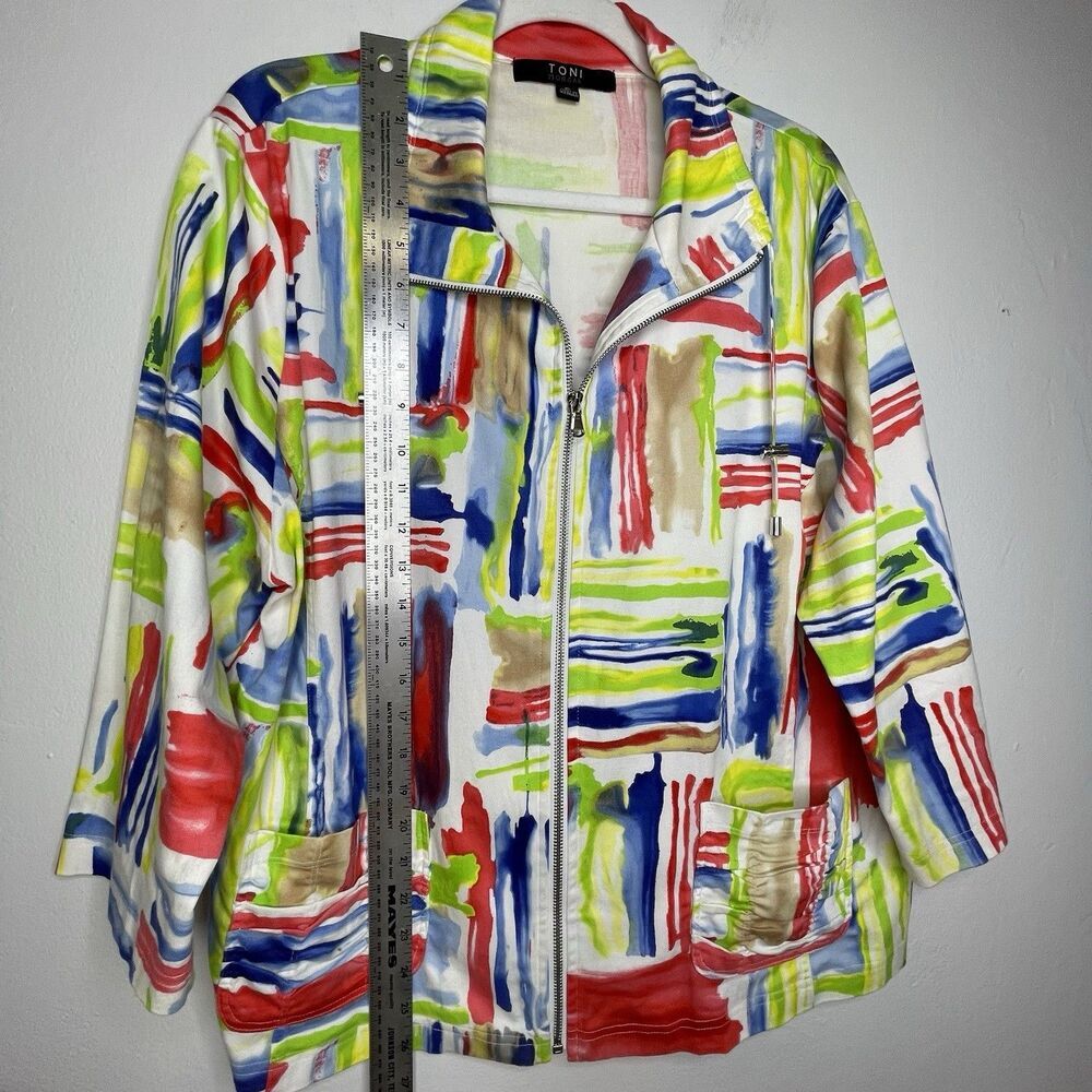 Toni Morgan Art To Wear Jacket SZ XL Pockets Full Zip Abstract Modern - Picture 16 of 16